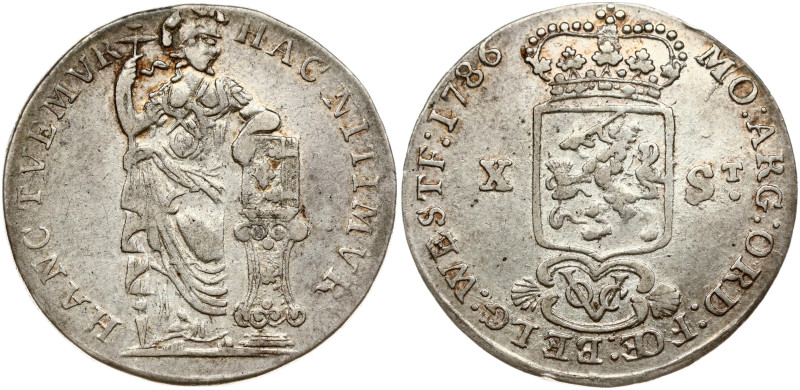 Netherlands, East Indies. 10 Stuivers 1786 West Friesland. Silver 5.25 g. KM-138