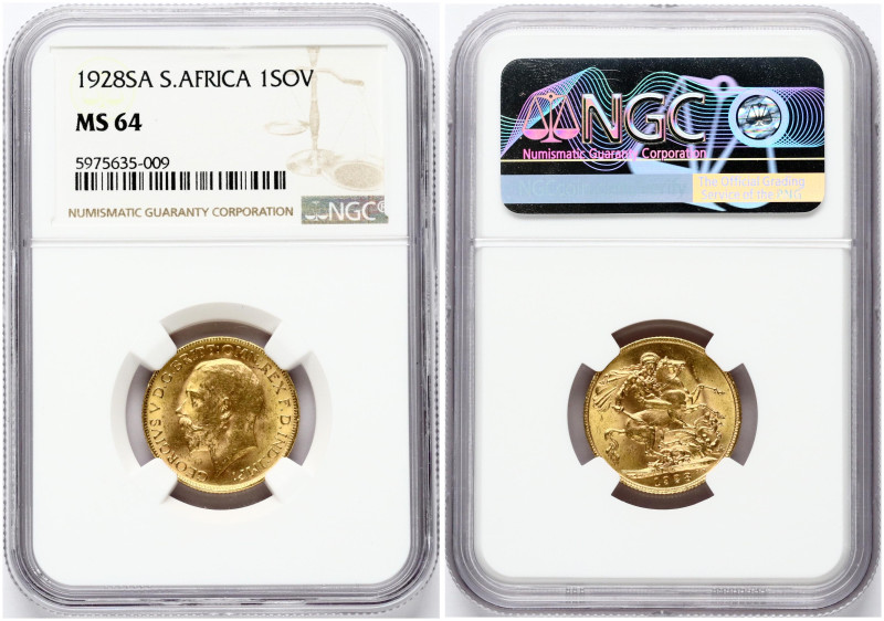 South Africa. George V(1910-1936). Sovereign 1928 SA. Gold 7.98 g. Fr. 5; KM 21....