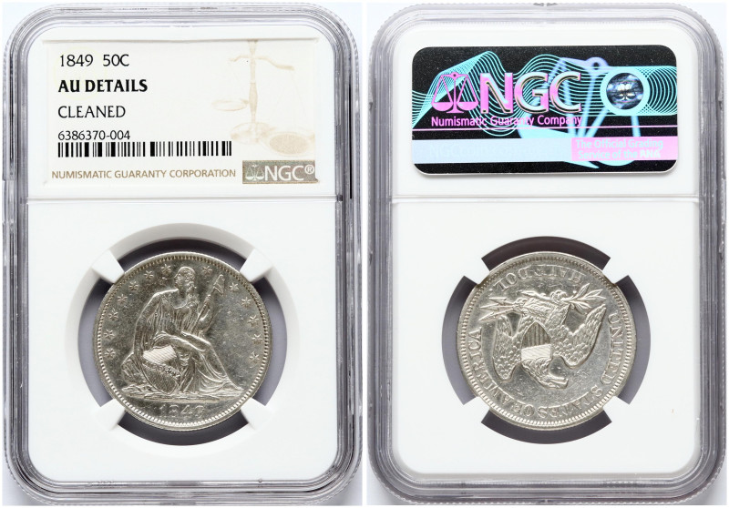 USA. Half Dollar 1849, Philadelphia. Seated Liberty. Silver. KM-68. NGC AU DETAI...