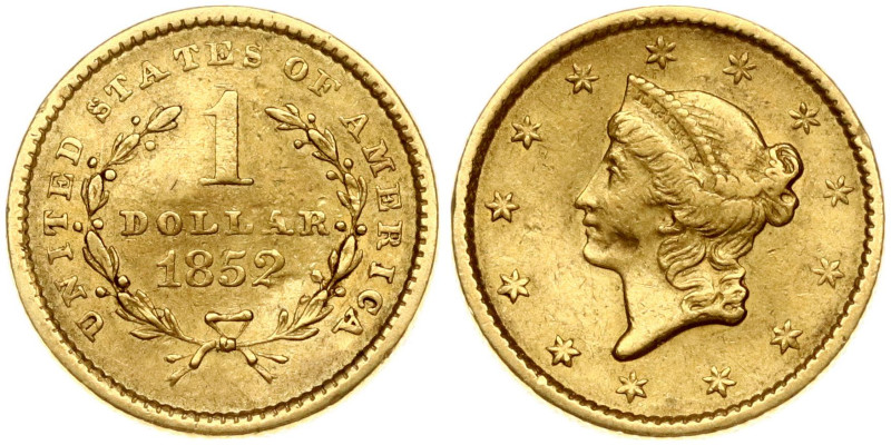 USA. Dollar 1852 Liberty Head, Philadelphia. Gold 1.65 g. Fr. 84; KM-73.