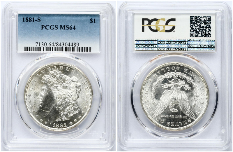 USA. Morgan Dollar 1881 S, San Francisco. Silver. KM 110. PCGS MS 64