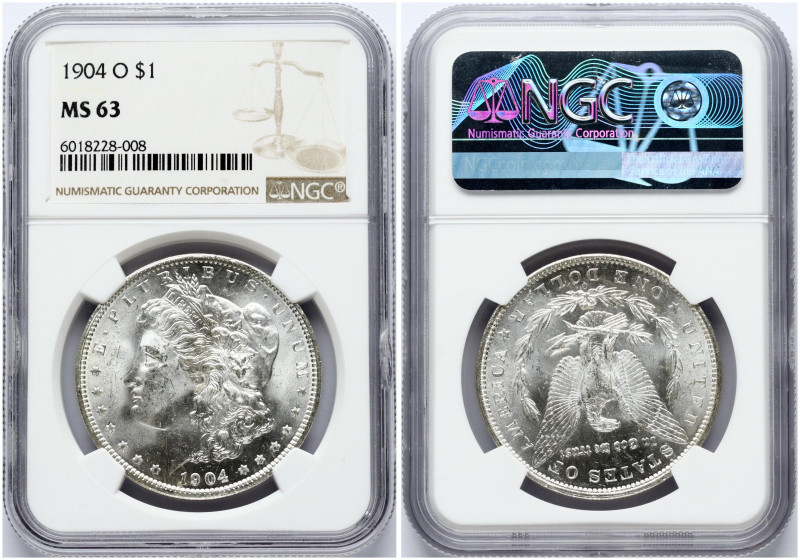 USA. Morgan Dollar 1904 O, New Orleans. Silver. KM 110. NGC MS 63