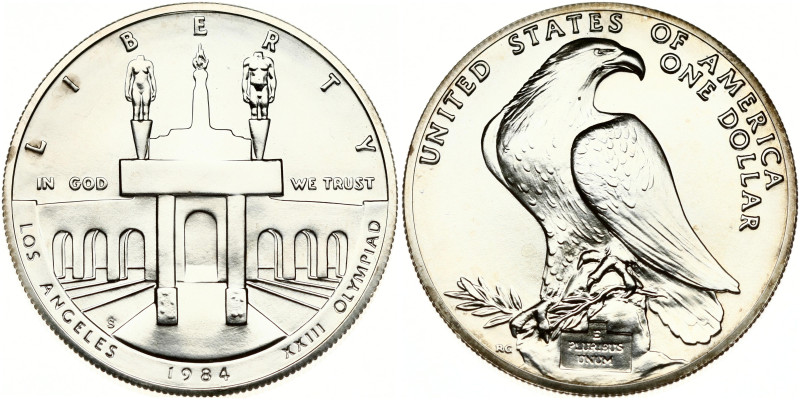 USA. Silver Dollar 1984 S, San-Francisco mint. Olympic Coliseum, XXIII Olympics,...
