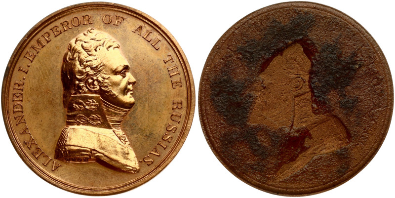 Medal-Plaquette with Emperor Alexander I, 19th cent. Copper 44 mm, 6.85 g.
