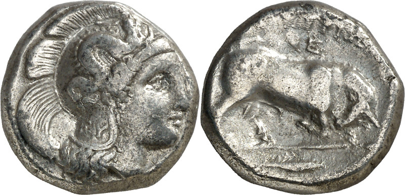 (410-400 a.C.). Lucania. Thourioi. Didracma. (S. 435 sim) (CNG. I, 1259). 7,48 g...