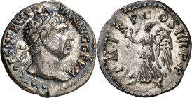(102 d.C.). Trajano. Denario. (Spink falta) (S. 242a) (RIC. 60). 3,05 g. EBC-.