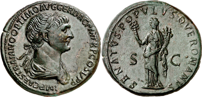 (114-117 d.C.). Trajano. Sestercio. (Spink 3192 var) (S. 351) (RIC. 671). Leyend...