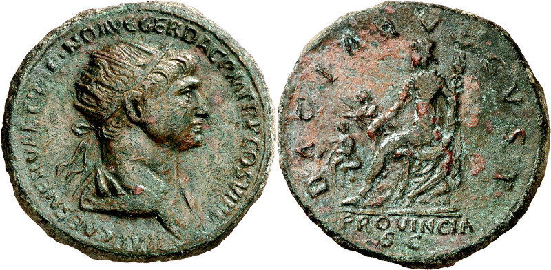 (112-117 d.C.). Trajano. Dupondio. (Spink falta) (Co. 127) (RIC. 623a). 12,77 g....