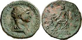 (112-117 d.C.). Trajano. Dupondio. (Spink falta) (Co. 127) (RIC. 623a). 12,77 g. MBC.
