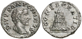 (161 d.C.). Antonino pío. Denario. (Spink 5193) (S. 164a) (RIC. 438, de Marco Aurelio). 3,26 g. EBC+/EBC.