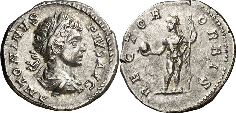 (201 d.C.). Caracalla. Denario. (Spink 6880 var) (S. 545) (RIC. 141). 3,23 g. EB...