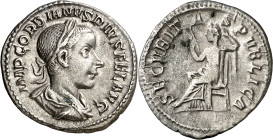 (241-242 d.C.). Gordiano III. Denario. (Spink 8682) (S. 340) (RIC. 130). 2,83 g. MBC+/MBC.