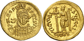 (468-473 d.C.). León I. Constantinopla. Sólido. (Spink 21404) (Ratto 250) (RIC. 630). 4,46 g. MBC+.
