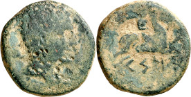 Cese (Tarragona). As. (FAB. 2276) (ACIP. 1164). Contramarca S·C punteadas en anverso. Pátina verde. 11,15 g. BC+.