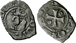 Lluís I de Sicília (1342-1355). Sicília. Diner. (Cru.V.S. 612.1) (Cru. C. G. 2587a) (MIR. 192). Rara. 0,67 g. MBC/MBC+.