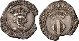 Alfons IV (1416-1458). València. Mig ral. (Cru.V.S. 865) (Cru.C.G. 2911). Cospel faltado. Escasa. 1,57 g. (MBC+).