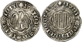 Joan II (1458-1479). Sicília. Pirral. (Cru.V.S. 972 var) (Cru.C.G. 3011 var) (MIR. 230/1). Buen ejemplar. 2,62 g. MBC+.