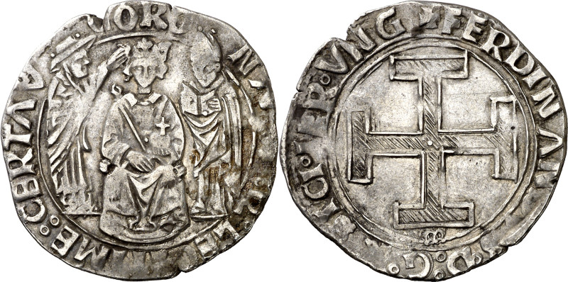 Ferran I de Nàpols (1458-1494). Nàpols. Coronat. (Cru.V.S. 1001) (Cru.C.G. 3409)...
