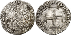 Ferran I de Nàpols (1458-1494). Nàpols. Coronat. (Cru.V.S. 1001) (Cru.C.G. 3409) (MIR. 66/3). Leve defecto en canto. Escasa. 3,99 g. MBC+.
