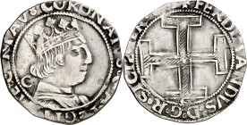 Ferran I de Nàpols (1458-1494). Nàpols. Coronat. (Cru.V.S. 1007) (Cru.C.G. 3417) (MIR. 68/16). Recortada. 3,17 g. MBC.