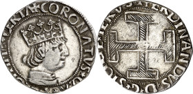 Ferran I de Nàpols (1458-1494). Nàpols. Coronat. (Cru.V.S. 1011) (Cru.C.G. 3413) (MIR. 68). Descentrada. Escasa. 3,47 g. MBC.