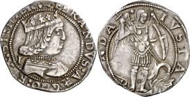 Ferran I de Nàpols (1458-1494). Nàpols. Coronat. (Cru.V.S. 1020 var) (Cru.C.G. 3433 var) (MIR. 70/2). Escasa. 3,68 g. MBC.
