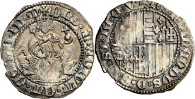 Ferran I de Nàpols (1458-1494). Nàpols. Carlí. (Cru.V.S. 1027) (Cru.C.G. 3440) (MIR. 72/2). Pátina irisada. 3,55 g. MBC/MBC+.