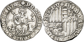 Ferran I de Nàpols (1458-1494). Nàpols. Carlí. (Cru.V.S. 1030) (Cru.C.G. 3443) (MIR. 72/4). Limpiada. 3,58 g. (MBC+).