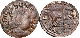 Ferran I de Nàpols (1458-1494). Àquila. Cavall. (Cru.V.S. 1079) (Cru.C.G. 3488) (MIR. 88). Segunda A invertida en el nombre del rey. 1,59 g. BC+/MBC-....