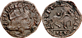 Frederic III de Nàpols (1496-1501). Nàpols. Cavall. (Cru.V.S. 1116) (Cru.C.G. 3532) (MIR. 110/3). Acuñación descuidada. Escasa. 1,51 g. MBC.