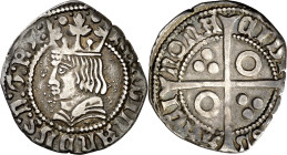 Ferran II (1479-1516). Barcelona. Croat. (Cru.V.S. 1141) (Cru.C.G. 3070a). Cospel ligeramente irregular. 3,21 g. (MBC+).