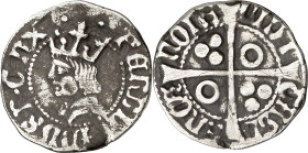 Ferran II (1479-1516). Barcelona. Mig croat. (Cru.V.S. 1143.4) (Cru.C.G. 3076i). Rayitas. 1,37 g. MBC-.