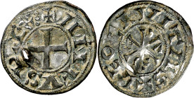 Alfonso VI (1073-1109). León. Dinero. (AB. 3). Perforación. Escasa. 1,14 g. (MBC+).