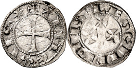 Alfonso VII (1126-1157). Abadía de Sahagún. Dinero episcopal. (M.M. A7:76.3, mismo ejemplar, no indica el roel) (Imperatrix A7:76.14, mismo ejemplar) ...