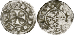 Alfonso VIII (1158-1214). Segovia, Toledo o Burgos. Meaja. (AB. falta) (Imperatrix A8:21 (50).1). Rarísima, no hemos tenido ningún ejemplar. 0,40 g. M...