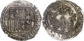 Reyes Católicos. Sevilla. . 4 reales. (AC. 564). En cápsula de la NGC como AU 58, nº 6062383-005. 13,69 g. EBC-.