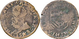 1586. Felipe II. Maestricht. 1 liard. (Vti. 561) (Vanhoudt 321.MA). 5,13 g. BC-.