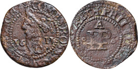 1611. Felipe III. Perpinyà. 1 ternet. (AC. 49) (Cru.C.G. 3809). 1,76 g. MBC-.