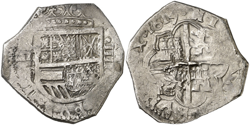 1615. Felipe III. Toledo. P. 4 reales. (AC. 849). La fecha empieza a las 10h del...
