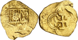 1619. Felipe III. ¿Sevilla?. ¿G?. 2 escudos. (AC. ¿1079?). 6,68 g. BC+/MBC-.