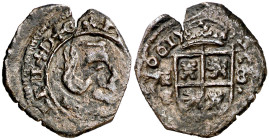 1661. Felipe IV. Segovia. S. 8 maravedís. Falsa de época. Acuñada a martillo. 1,46 g. MBC-.