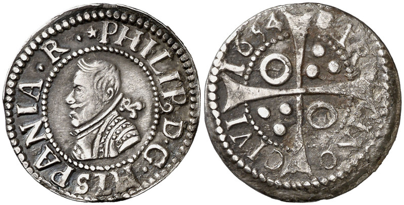 1654. Felipe IV. Barcelona. 1 croat. (AC. 668) (Cru.C.G. 4414n var). Oxidaciones...