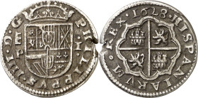 1628. Felipe IV. Segovia. P. 1 real. (AC. 788). Defecto en canto. 3,53 g. MBC.