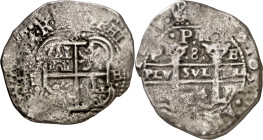 1654. Felipe IV. Potosí. E. 8 reales. (AC. 1506). Corrosiones marinas. 18,03 g. BC.