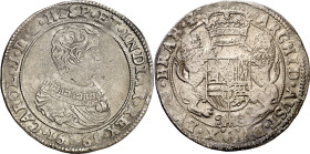 1668. Carlos II. Amberes. 1 ducatón. (Vti. 483) (Vanhoudt 692.AN). 31,82 g. MBC-.