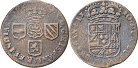 1710. Felipe V. Namur. 1 liard. (Vti. 53) (Vanhoudt 749). 3,42 g. BC+.