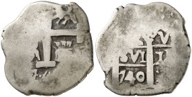 1740. Felipe V. Lima. V. 2 reales. (AC. 754). Doble fecha, una parcial. Ex Colección Isabel de Trastámara 27/05/2014, nº 322. 6,78 g. BC/BC+.