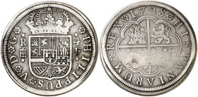 1728. Felipe V. Segovia. F. 4 reales. (AC. 1215). Rara. 12,60 g. MBC-/BC+.