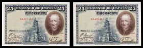 1928. 25 pesetas. (Ed. C4) (Ed. 353). 15 de agosto, Calderón de la Barca. Pareja correlativa, serie C. EBC-.
