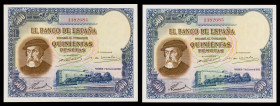 1935. 500 pesetas. (Ed. C16) (Ed. 365). 7 de enero, Hernán Cortés. Pareja correlativa. Raros. S/C-.